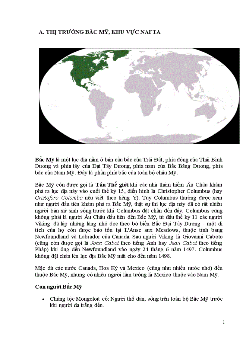 Thị trường bắc mỹ khu vực NAFTA