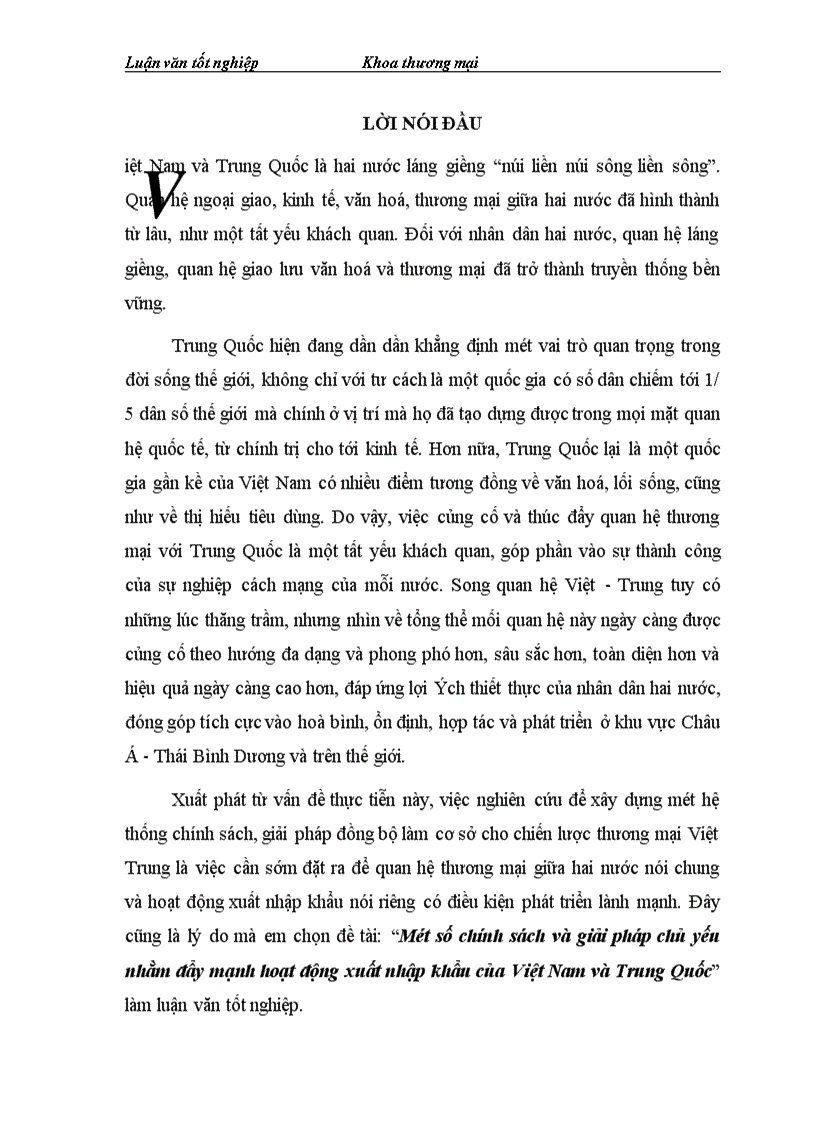 Một số chính sách và giải pháp chủ yếu nhằm đẩy mạnh hoạt động xuất nhập khẩu của Việt Nam và Trung Quốc