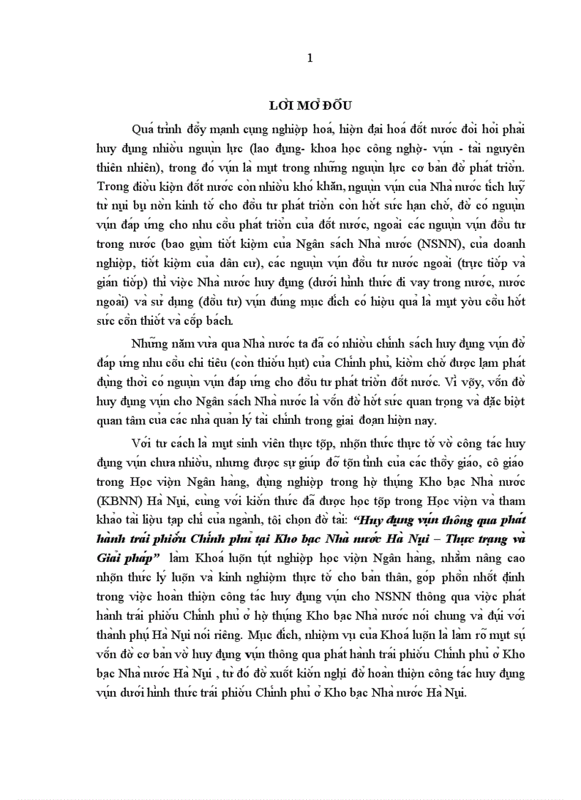 Huy đô ng vô n thông qua pha t ha nh tra i phiê u Chi nh phu ta i Kho ba c Nha nươ c Ha Nô i Thư c tra ng va Gia i pha p 1