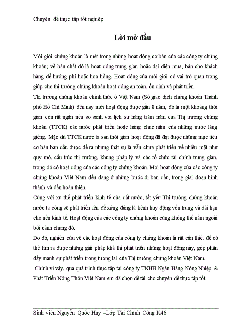 Phát triển hoạt động môi giới của công ty TNHH Ngân Hàng Nông Nghiệp Phát Triển Nông Thôn Việt Nam
