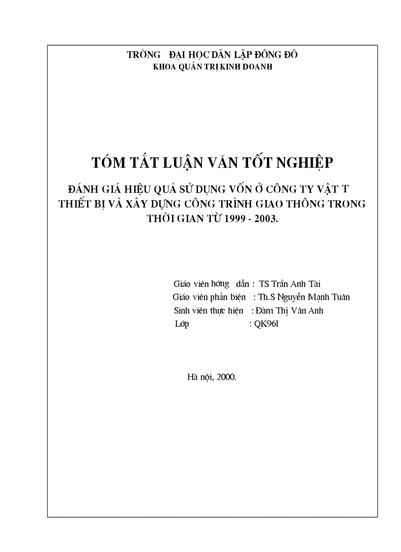 Đánh giá hiệu quả sử dụng vốn 1