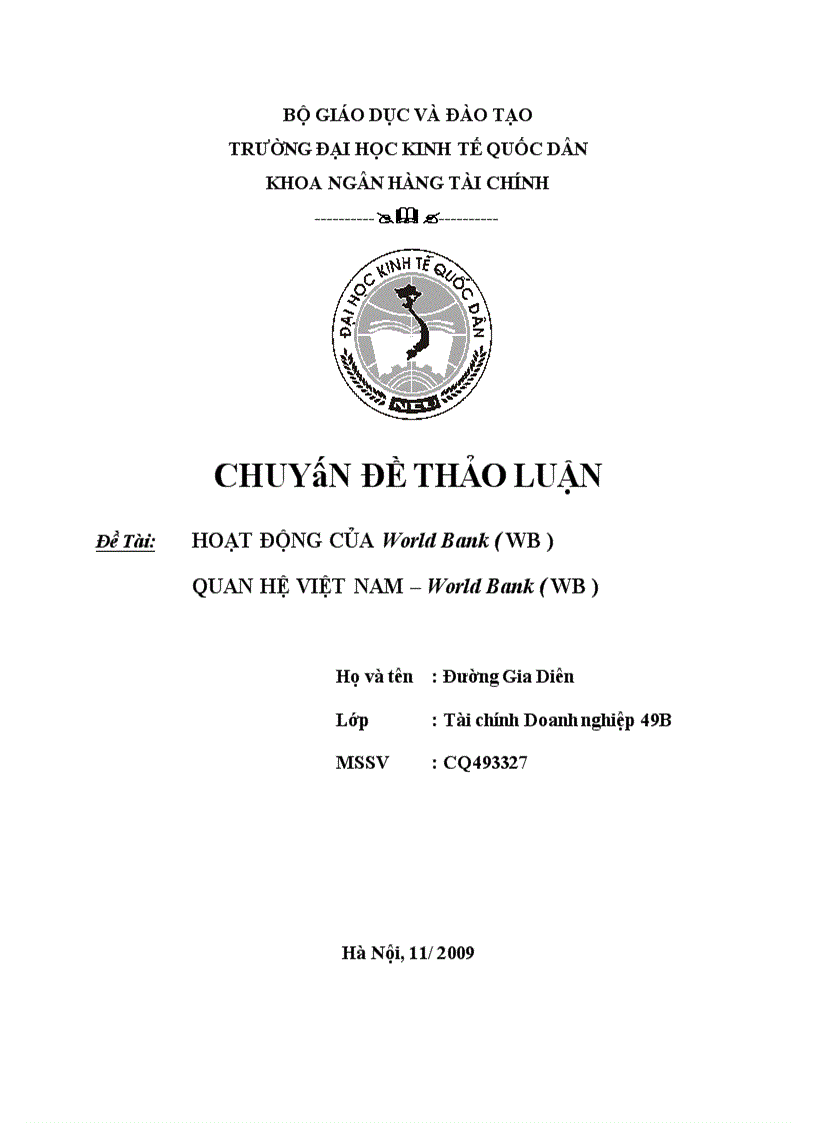 Hoạt động của World Bank WB quan hệ việt nam World Bank WB