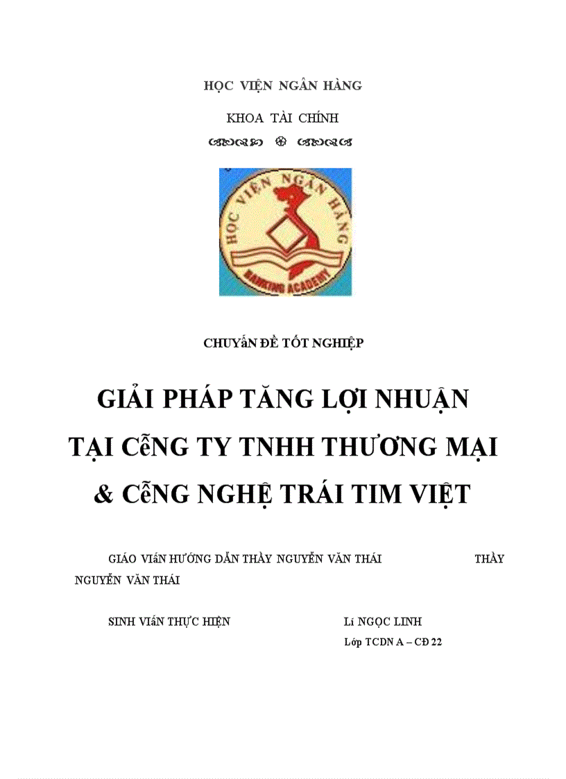 Giải pháp tăng lợi nhuận tại công ty TNHH thương mại và công nghệ Trái Tim Việt