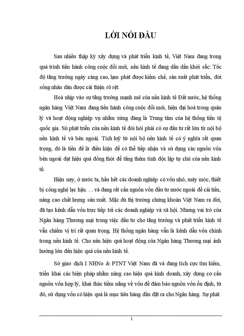 Giải pháp nâng cao hiệu quả Sử dụng vốn tại Sở giao dịch I NHNo PTNT Việt Nam 1