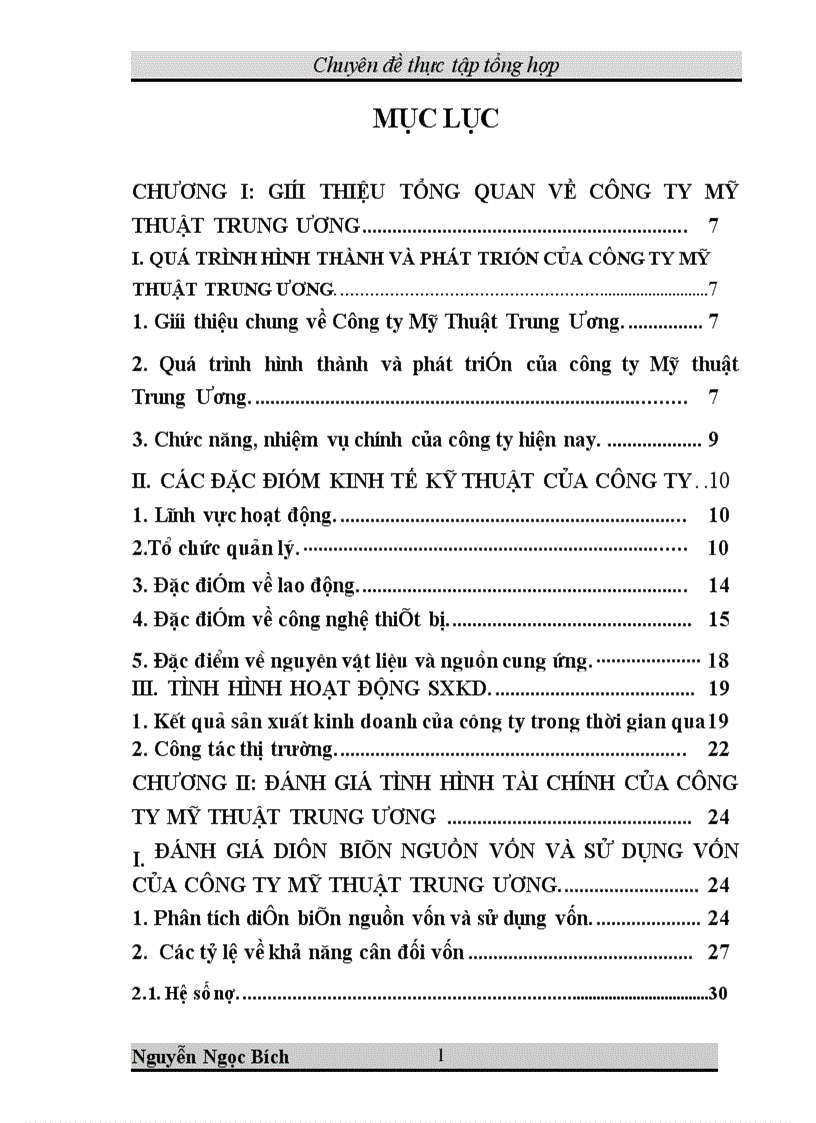 Một số giảI pháp nhằm nâng cao hiệu quả quản lý tài chính tại Công ty Mỹ thuật Trung Ương 1