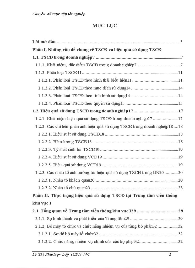 Nâng cao hiệu quả sử dụng TSCĐ tại Trung tâm viễn thông khu vực I 1