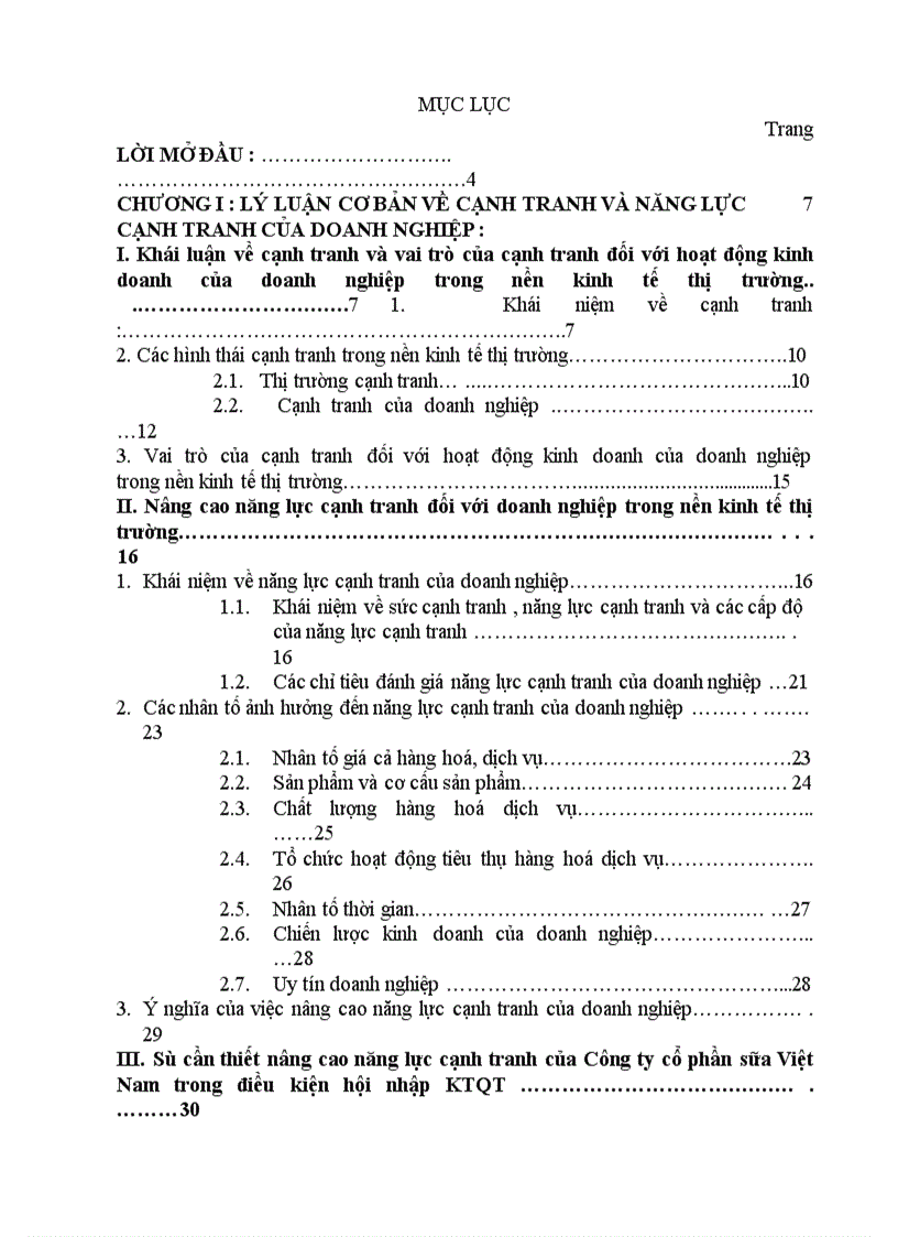 Năng lực cạnh tranh thông qua việc nghiên cứu quá trình phát triển và năng lực cạnh tranh của Công ty Vinamilk