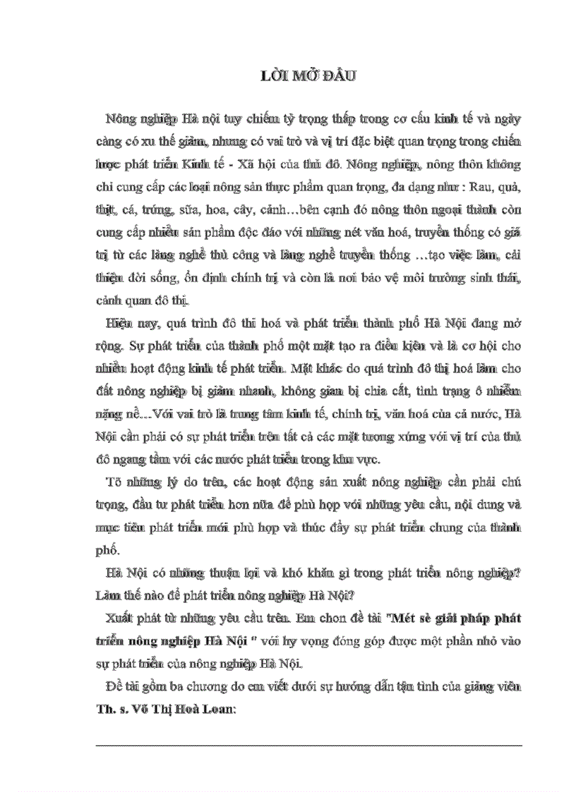 Một số giải pháp phát triển nông nghiệp Hà Nội