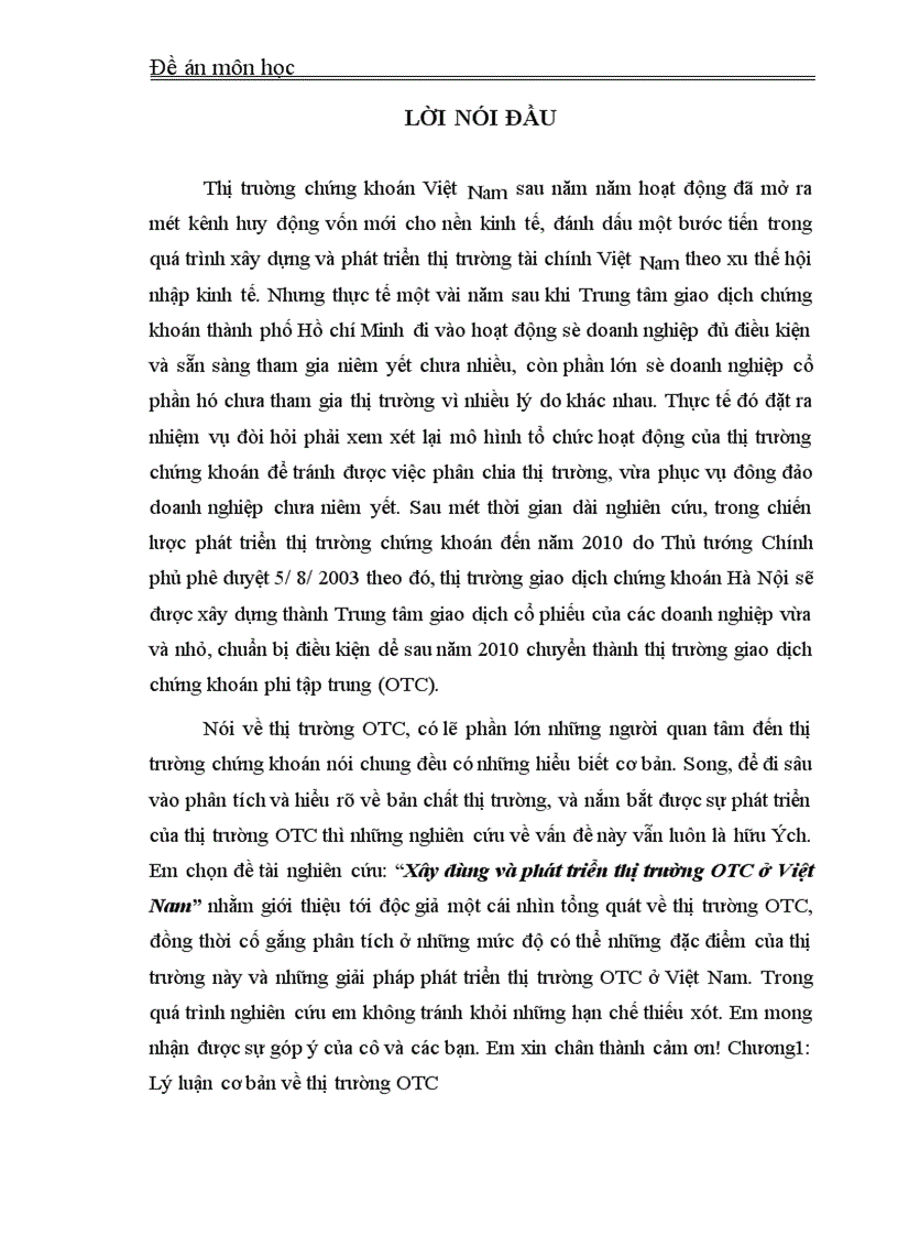 Xây dựng và phát triển thị trường OTC ở Việt Nam