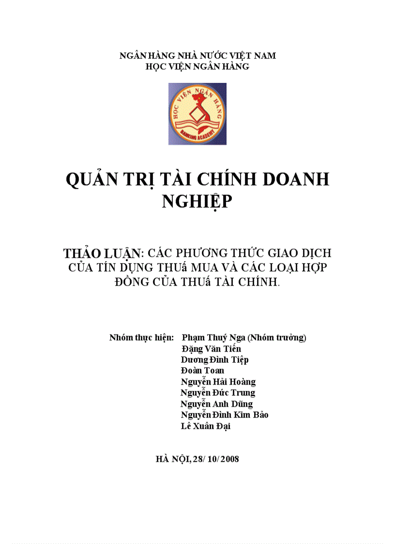 Các phương thức giao dịch của tín dụng thuê mua và các loại hợp đồng của thuê tài chính 1