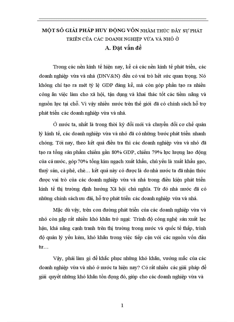 Một số giải pháp huy động vốn nhằm thúc đẩy sự phát triển của các doanh nghiệp vừa và nhỏ