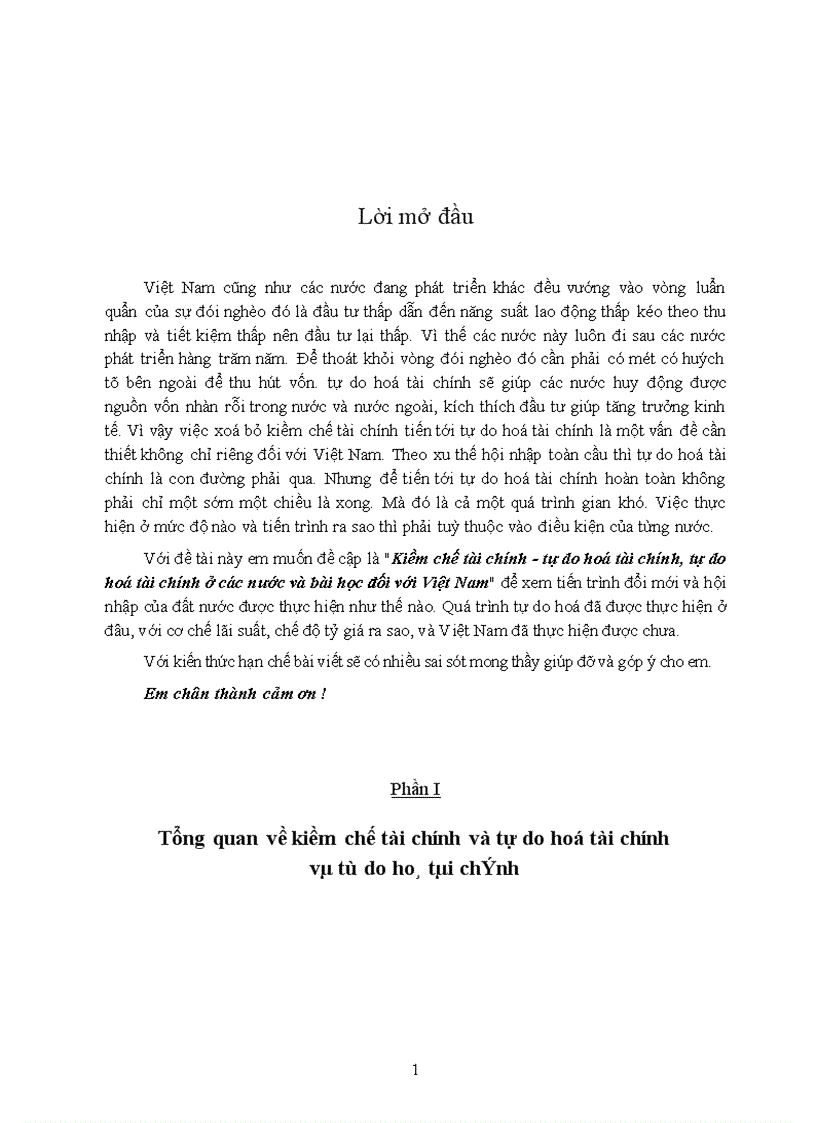 Kiềm chế tài chính Tự do hoá tài chính tự do hoá tài chính ở các nước và bài học đối với Việt Nam