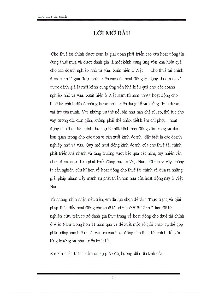 Thực trạng và giải pháp thúc đẩy hoạt động cho thuê tài chính ở Việt Nam 1