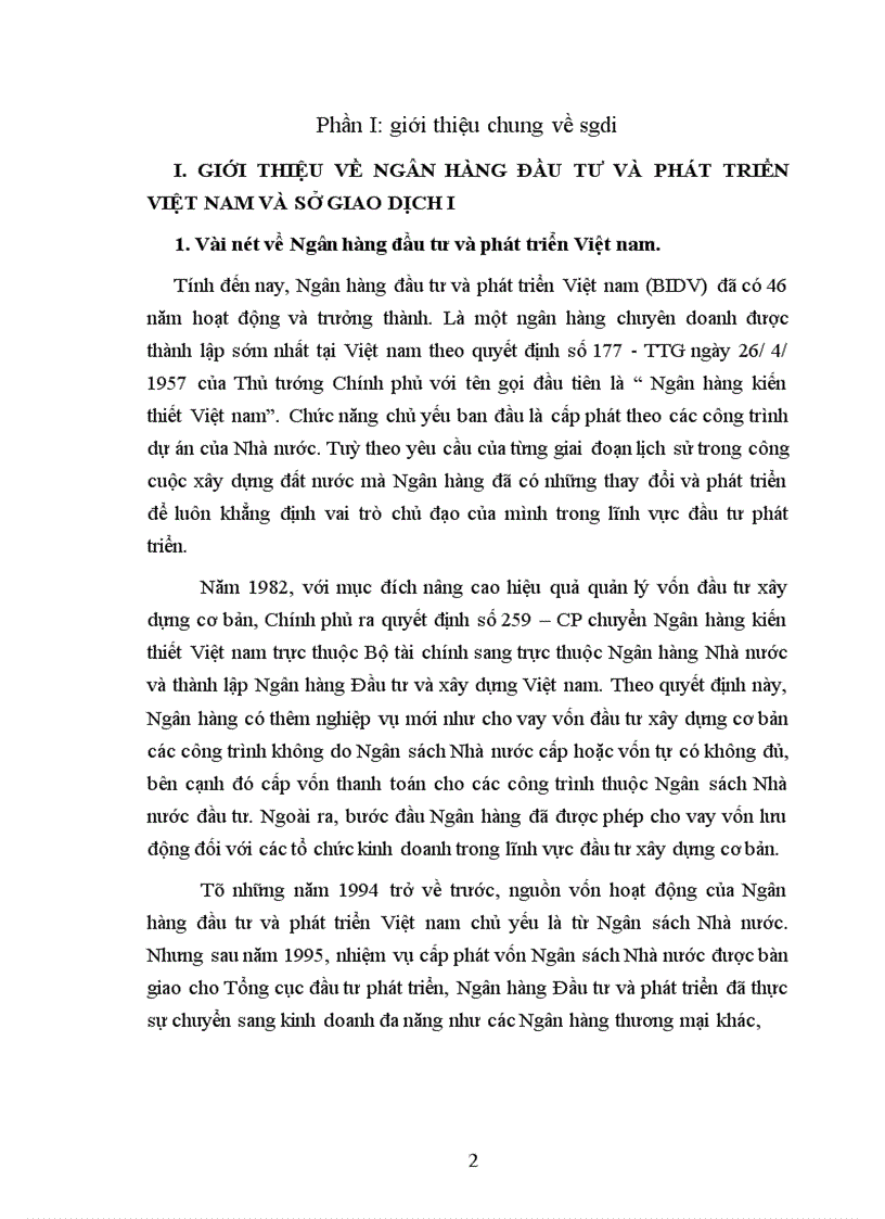 Quy trình tín dụng ngắn hạn của Ngân hàng đầu tư và phát triển Việt nam và sở giao dịch I