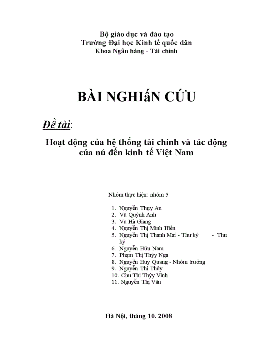 Hoạt động của hệ thống tài chính và tác động của nó đến tăng trưởng kinh tế Việt Nam 1