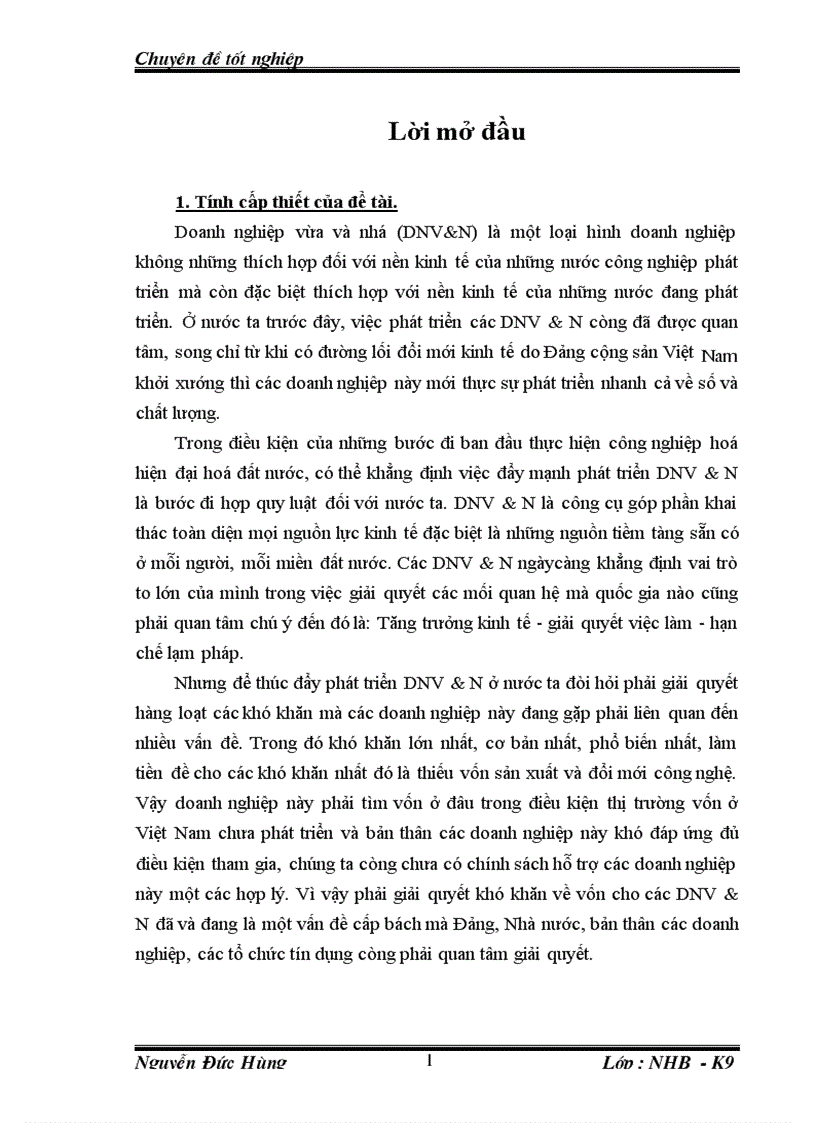 Giải pháp tín dụng cho doanh nghiệp vừa và nhỏ của ngân hàng Công thương Đống Đa 1