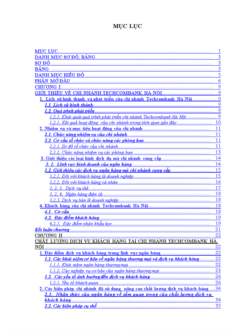 Chất lượng dịch vụ khách hàng tại chi nhánh techcombank hà nội 1