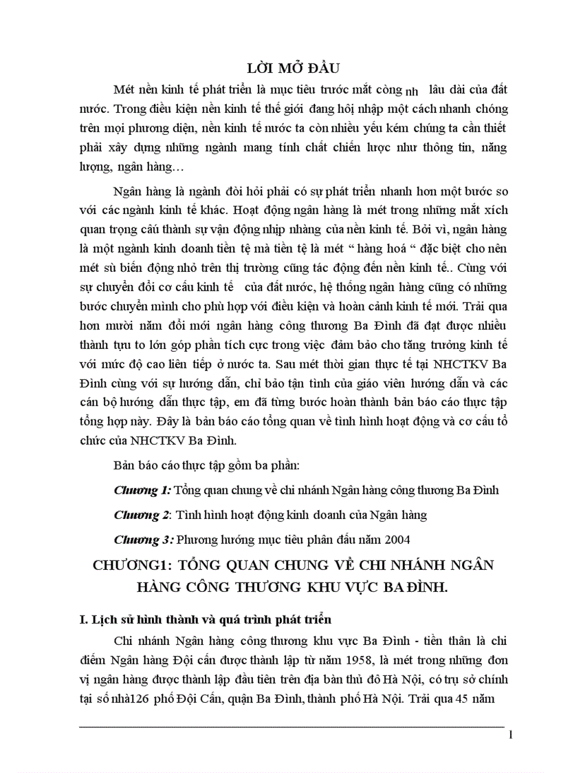 Báo cáo thực tập tổng hợp tại Ngân hàng công thương Ba Đình