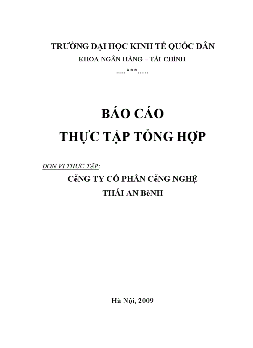 báo cáo thực tập tổng hợp công ty cổ phần công nghệ thái an bình