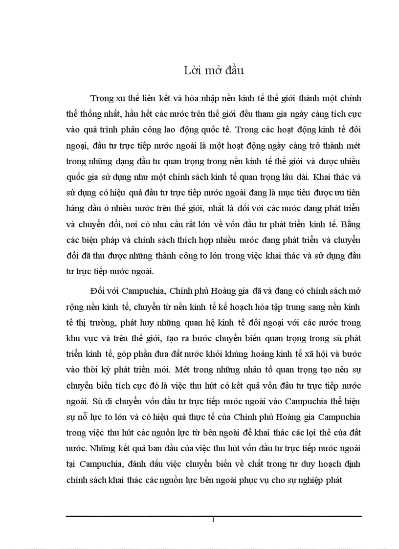 Một số giải pháp nhằm mở rộng quy mô và nâng cao hiệu quả thu hút vốn đầu tư trực tiếp nước ngoài vào Campuchia