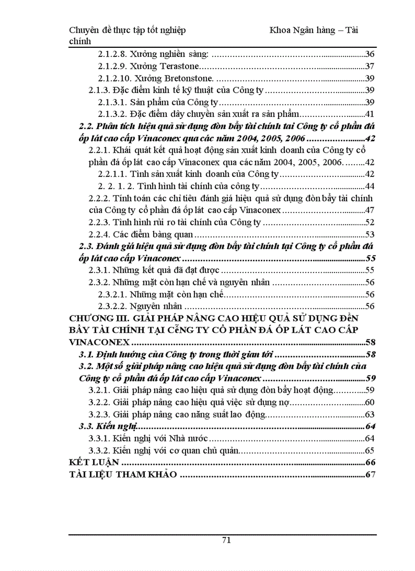 Giải pháp nâng cao hiệu quả sử dụng đòn bẩy tài chính tại Công ty cổ phần đá ốp lát cao cấp Vinaconex