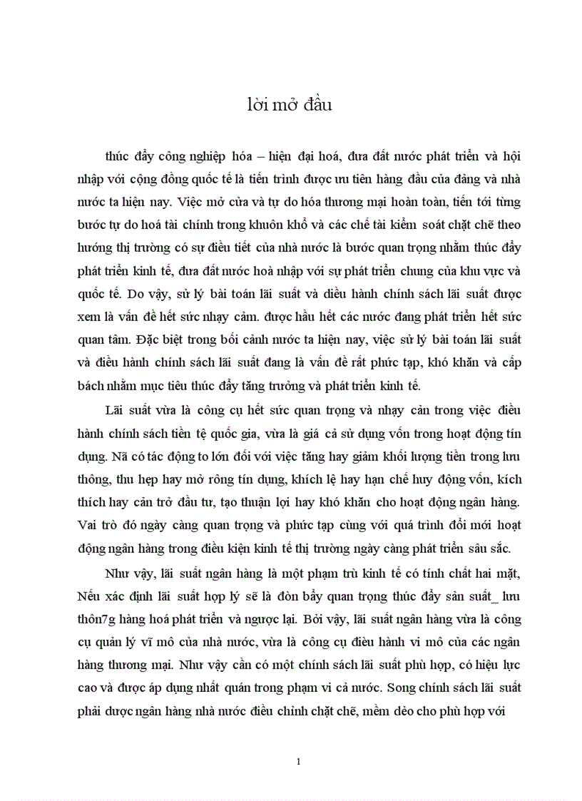 Quá trình điều hành Lãi suất