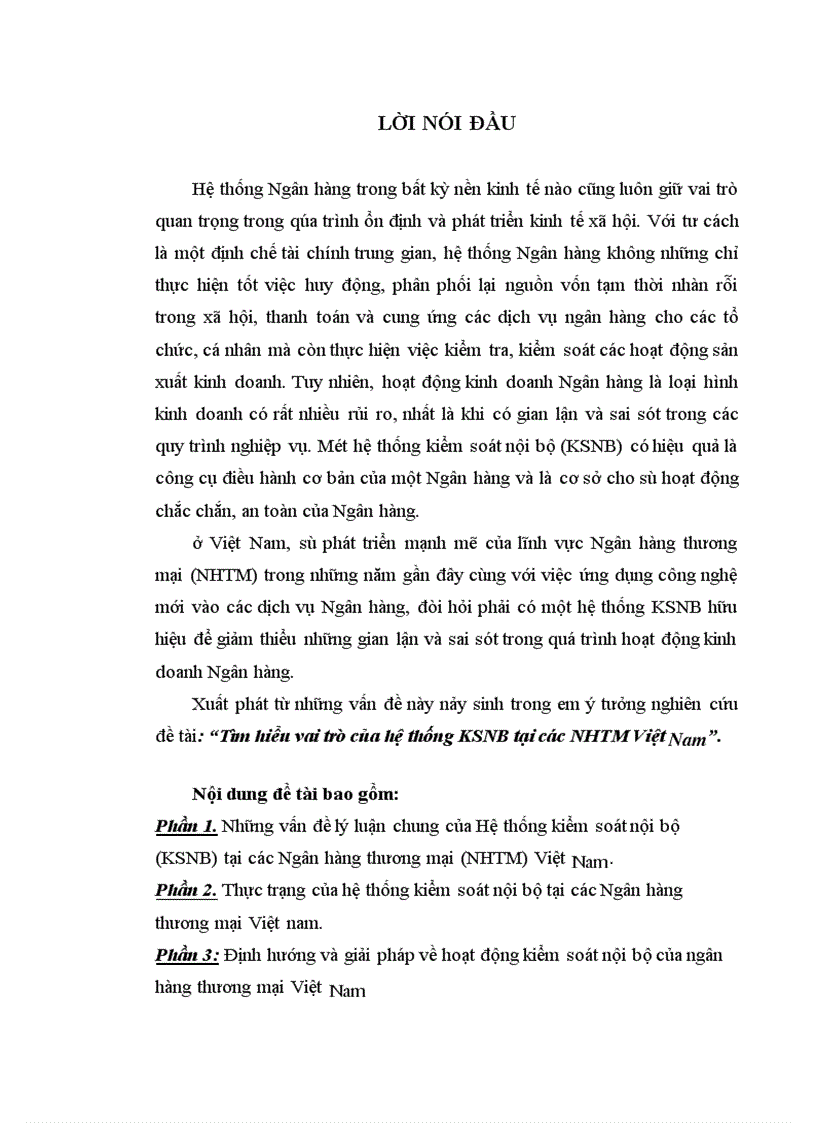 Tìm hiểu vai trò của hệ thống KSNB tại các NHTM Việt Nam