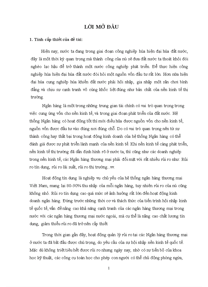 Ứng dụng phương pháp xác định giá trị rủi ro VaR trong phân tích và quản trị rủi ro các dự án đầu tư ngành thép tại Ngân hàng Agribank chi nhánh tỉnh Hải Dương 1
