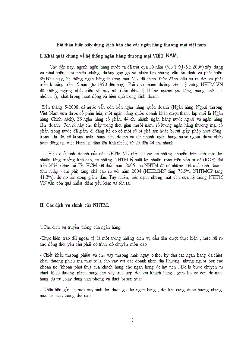 Bài thảo luân xây dựng kịch bản cho các ngân hàng thương mại Việt Nam