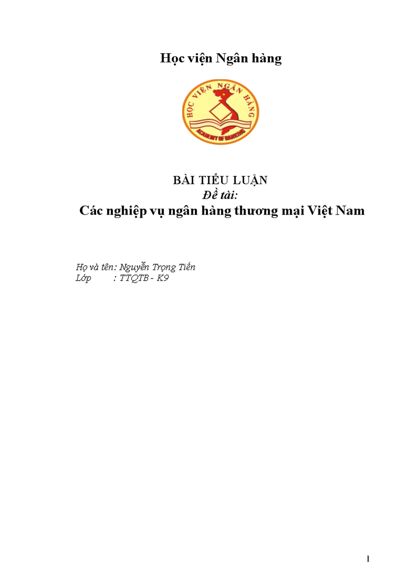 Các nghiệp vụ ngân hàng thương mại Việt Nam