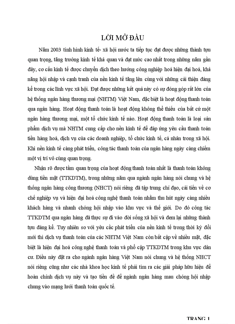 Giải pháp nhằm nâng cao chất lượng thanh toán không dùng tiền mặt tại chi nhánh Ngân hàng Công Thương khu vực II Hai Bà Trưng Hà Nội 1