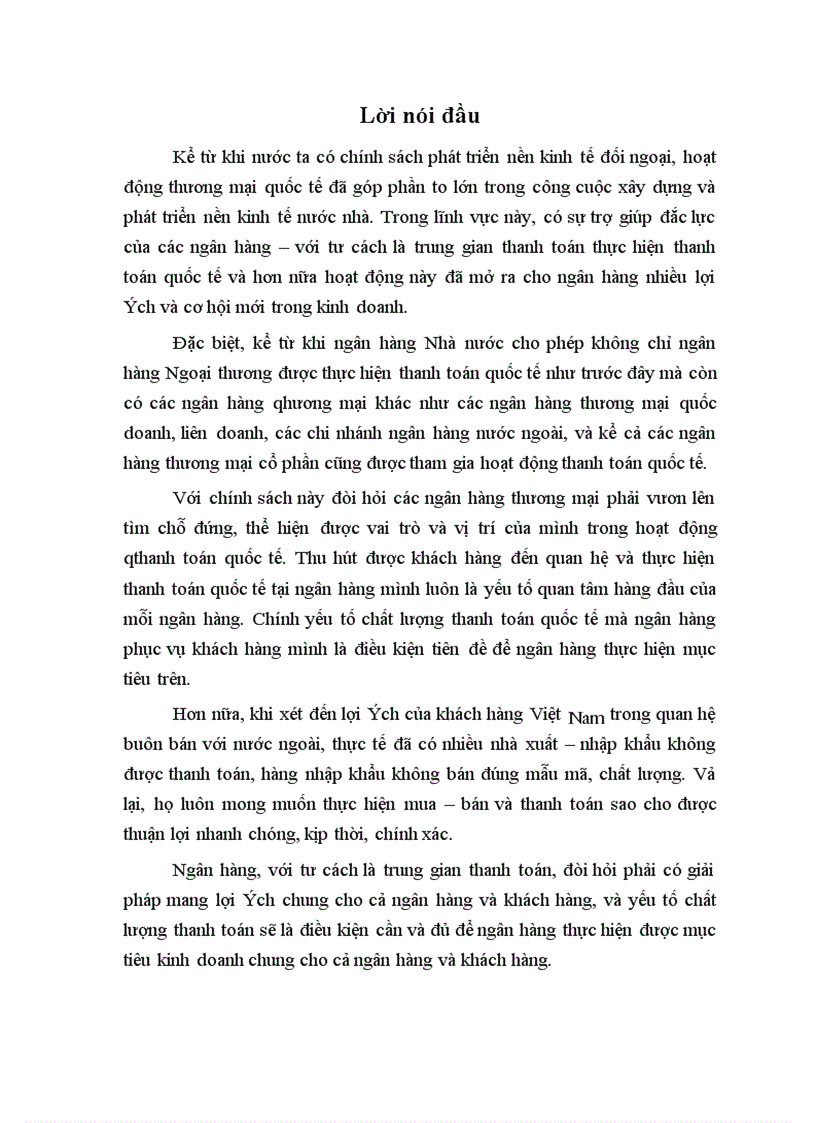 Một số giải pháp nâng cao hiệu quả hoạt động thanh toán quốc tế tại ngõn hàng TMCP Công Thương Việt Nam chi nhánh Hai Bà Trưng trong thời gian qua