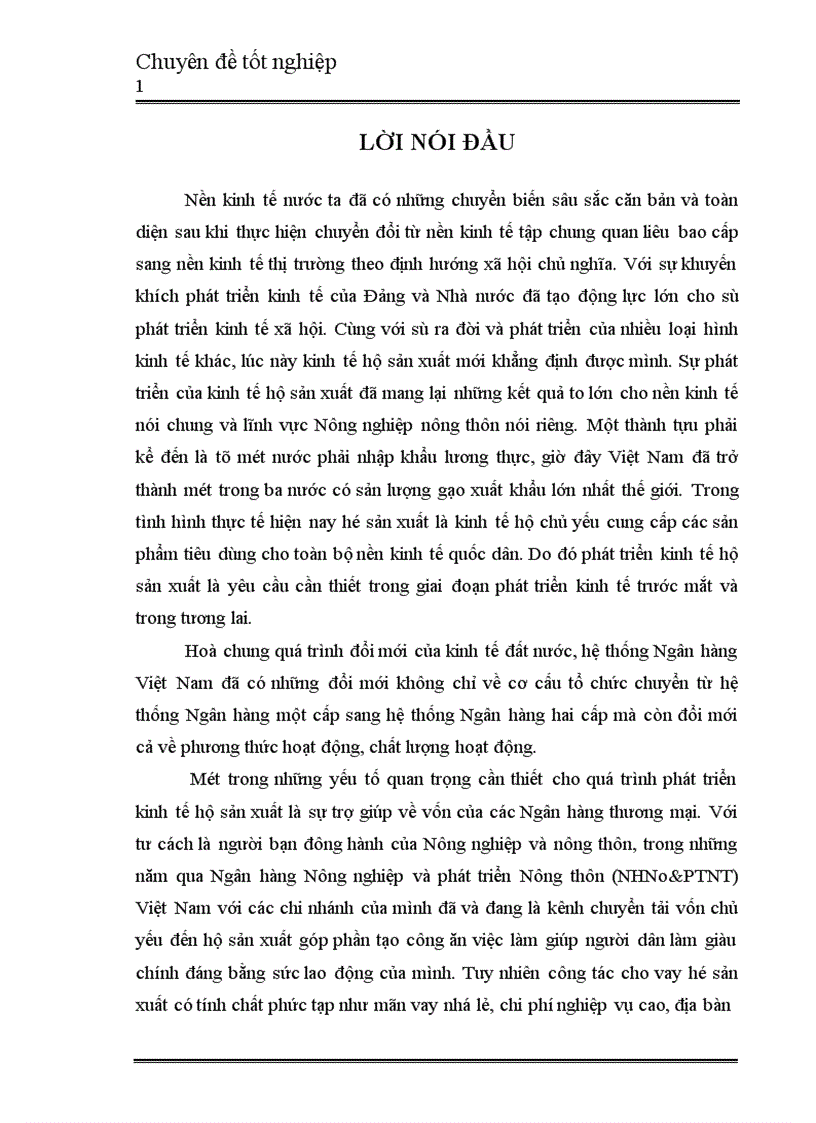 Giải pháp nhằm nâng cao chất lượng tín dụng đối với hộ sản xuất tại NHNo PTNT huyện Hương Khê tỉnh Hà Tĩnh 1