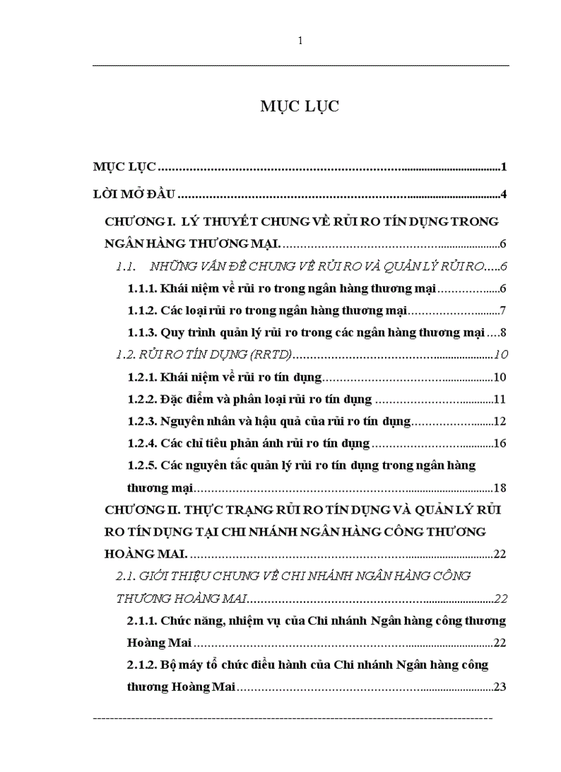 Những giải pháp hạn chế rủi ro tín dụng tại Chi nhánh Ngân hàng Công thương Hoàng Mai