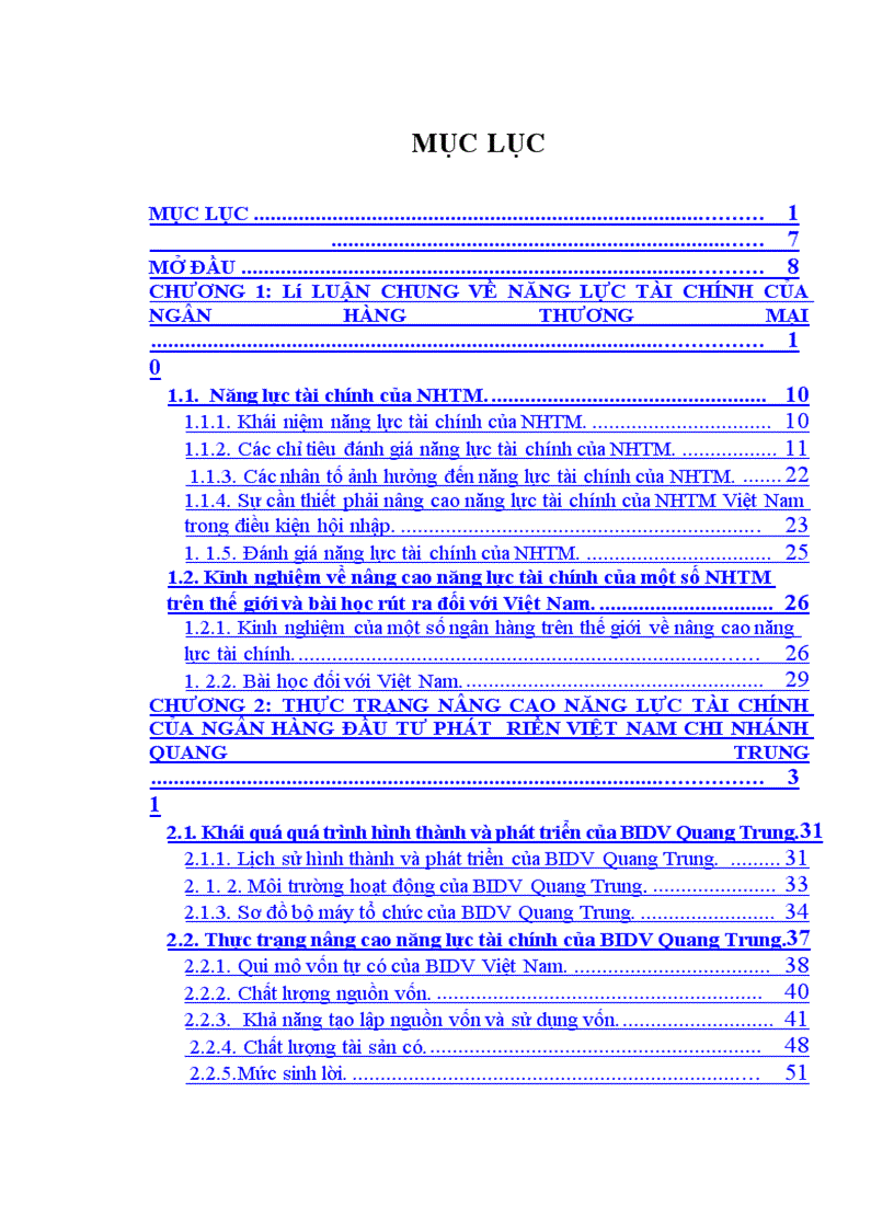 Một số giải pháp nhằm nâng cao năng lực tài chính cho Ngân hàng đầu tư và phát triển Việt Nam chi nhánh Quang Trung trong điều kiện hội nhập 1