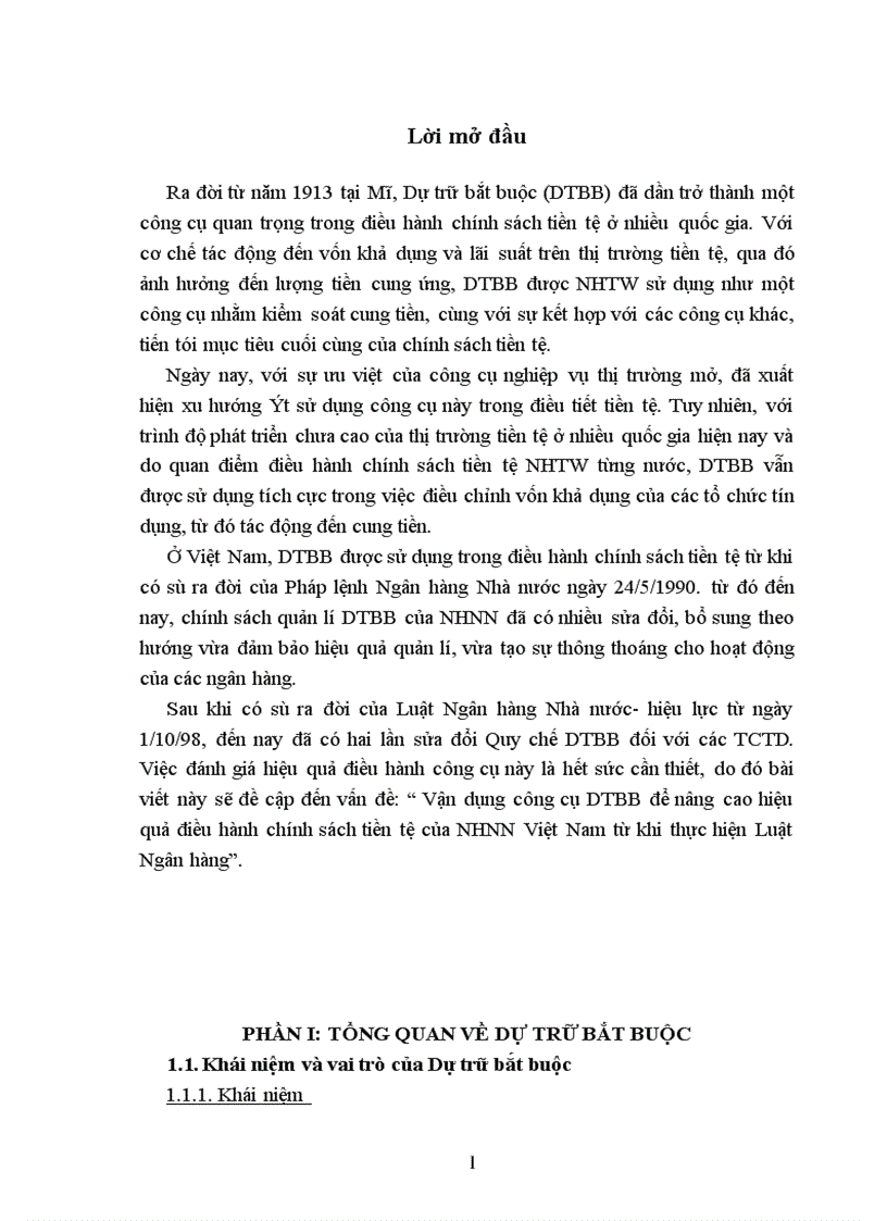 Vận dụng công cụ DTBB để nâng cao hiệu quả điều hành chính sách tiền tệ của NHNN Việt Nam từ khi thực hiện Luật Ngân hàng 1