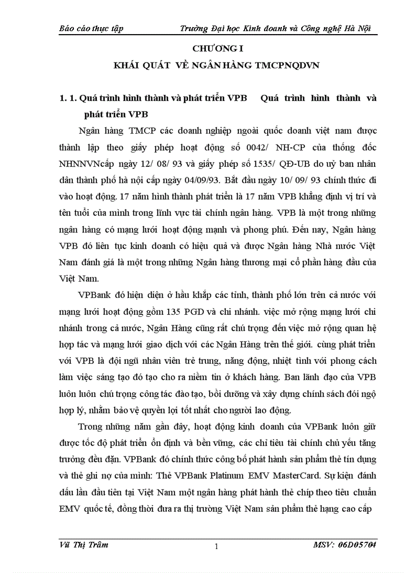 Báo cáo thực tập tổng hợp tại ngân hàng thương mại cổ phần ngoài quốc doanh Việt Nam