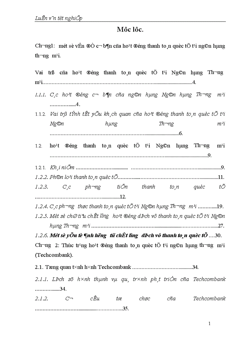 Một số biện pháp nhằm nâng cao chất lượng hoạt động thanh toán quốc tế tại Ngân hàng Thương Mại cổ phần Kỹ Thương Việt Nam