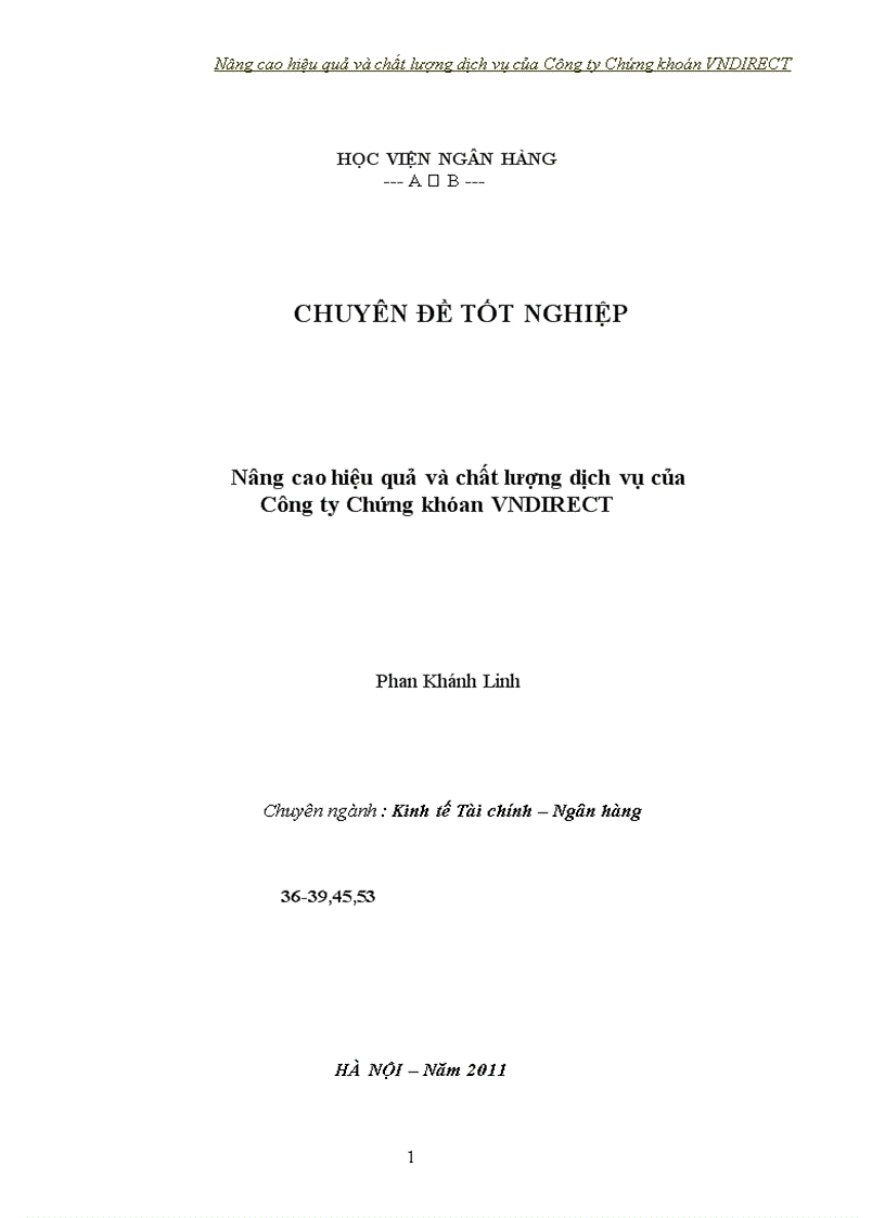 Nâng cao hiệu quả và chất lượng dịch vụ của công ty Chứng khoán VNDIRECT