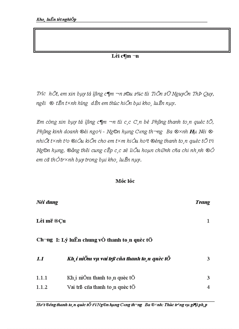 Thực trạng hoạt động thanh toán quốc tế tại ngân hàng Công thương Ba đình