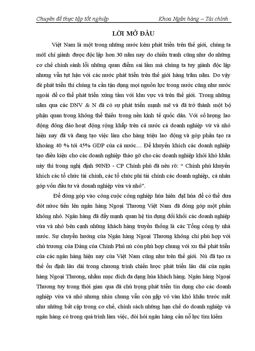 Giải pháp mở rộng nâng cao chất lượng tín dụng cho các doanh nghiệp vừa và nhỏ tại ngân hàng ngoại thương việt nam 1