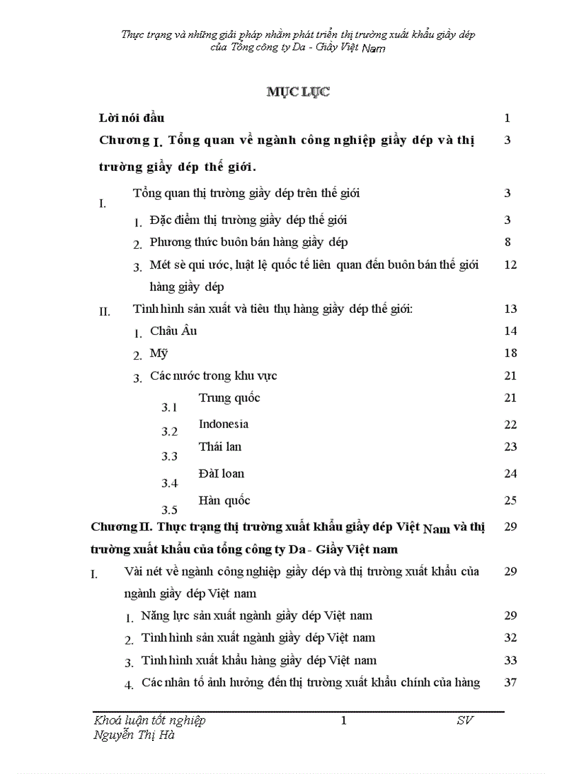 Thực trạng và những giải pháp nhằm phát triển thị trường xuất khẩu giầy dép của Tổng ng ty Da Giầy Việt Nam