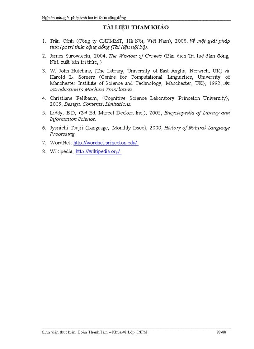 Nghiên cứu giải pháp tinh lọc tri thức cộng đồng