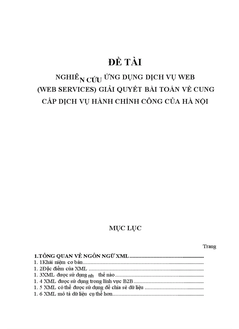 Nghiên cứu ứng dụng dịch vụ web web services giải quyết bài toán về cung cấp dịch vụ hành chính công của hà nội