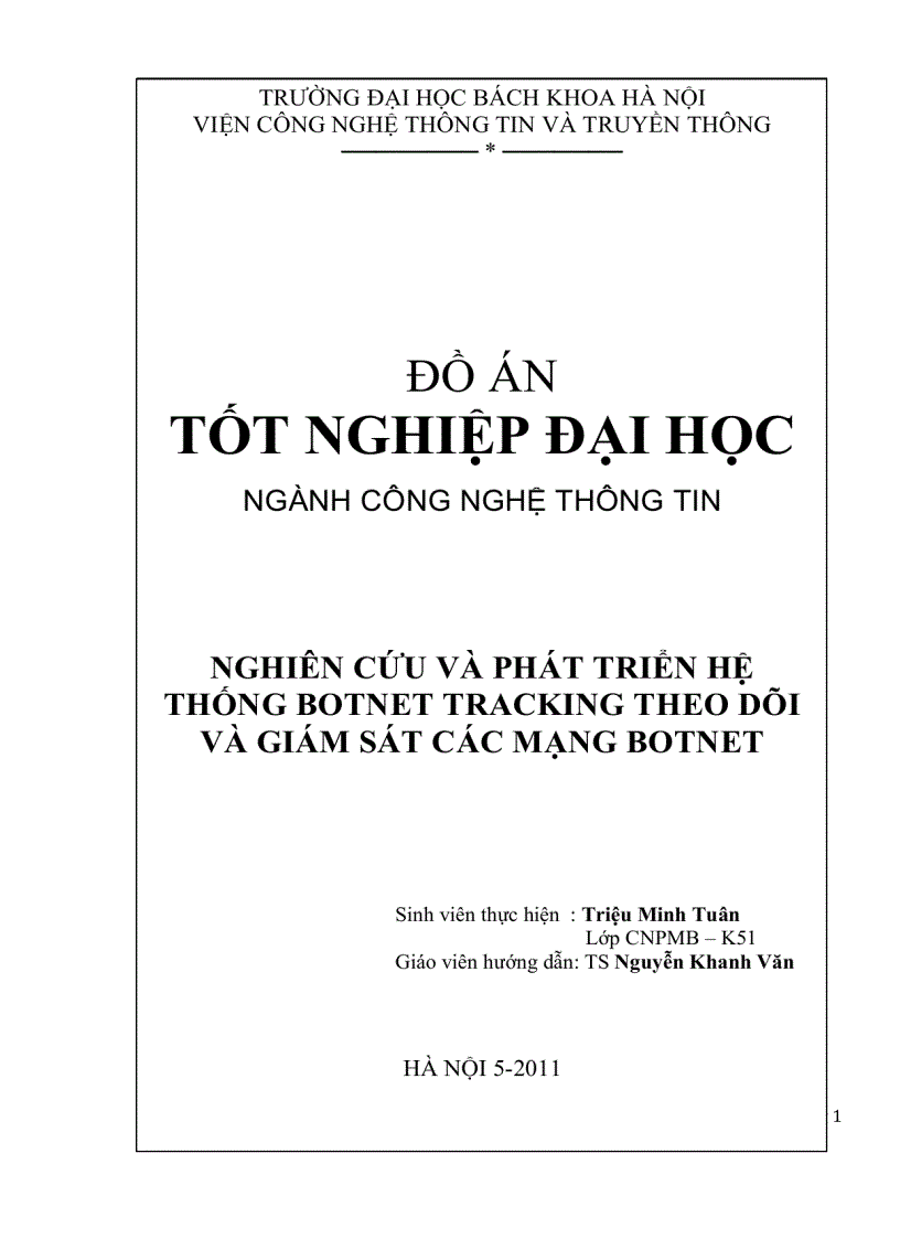 Nghiên cứu và phát triển hệ thống Botnet tracking theo dõi và giám sát các mạng Botnet