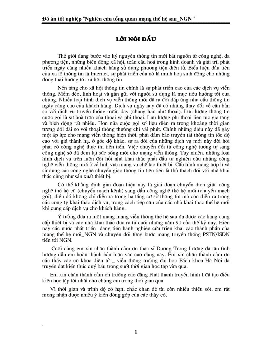 Xu hướng phát triển ngn tại việt nam và đề xuất cấu trúc tổ chức mạng thế hệ mới NGN của VNPT