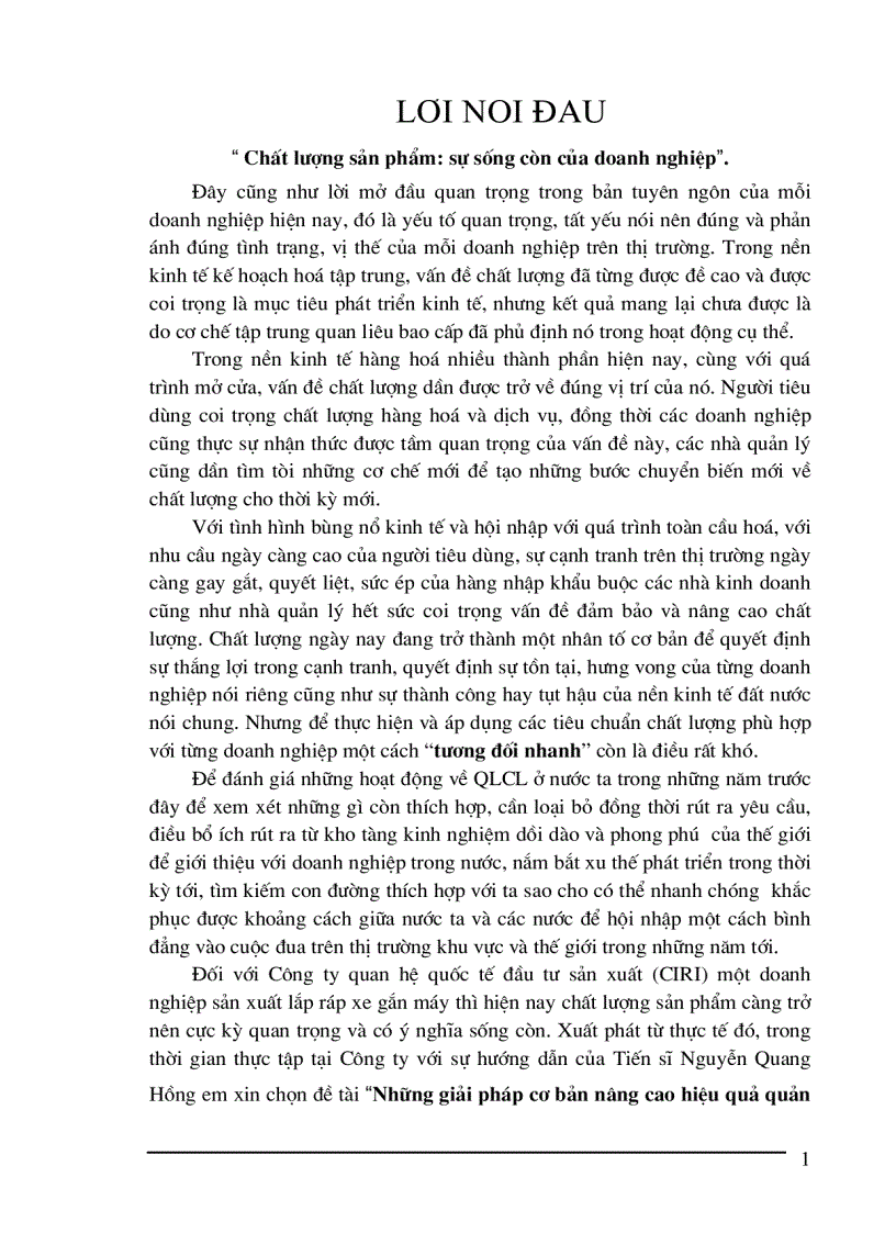 Những giải pháp cơ bản nâng cao hiệu quả quản lý chất lượng trong sản xuất kinh doanh của Công ty quan hệ quốc tế đầu tư sản xuất