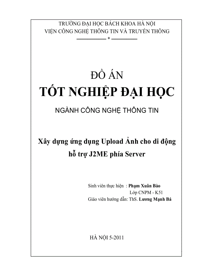 Xây dựng ứng dụng Upload Ảnh cho di động hỗ trợ J2ME phía Server