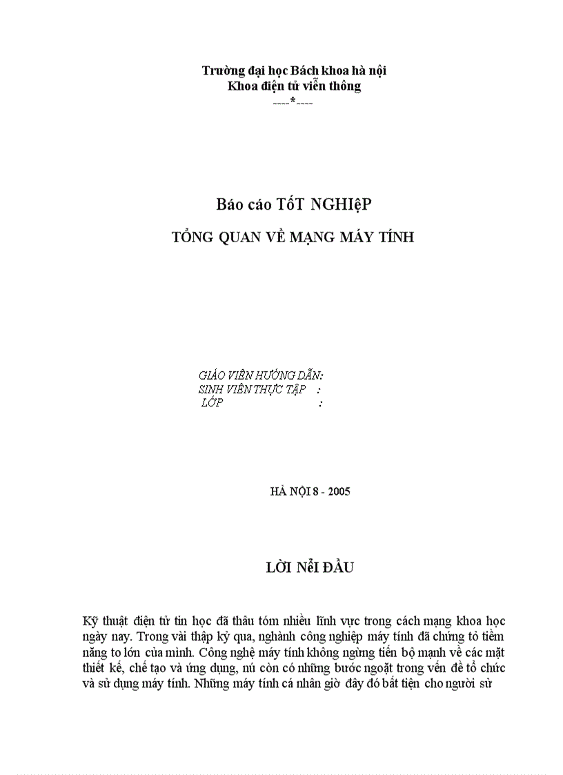 Báo cáo tốt nghiệp tổng quan về mạng máy tính
