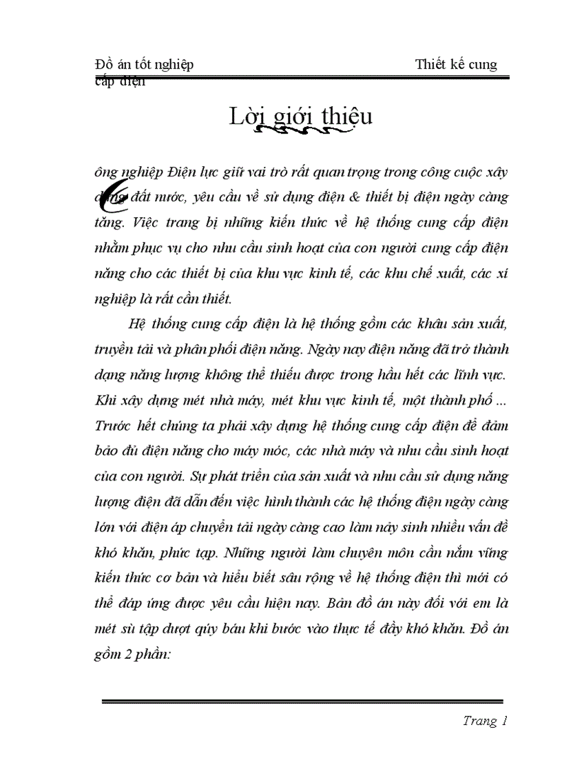 Thiết kế cung cấp điện 1